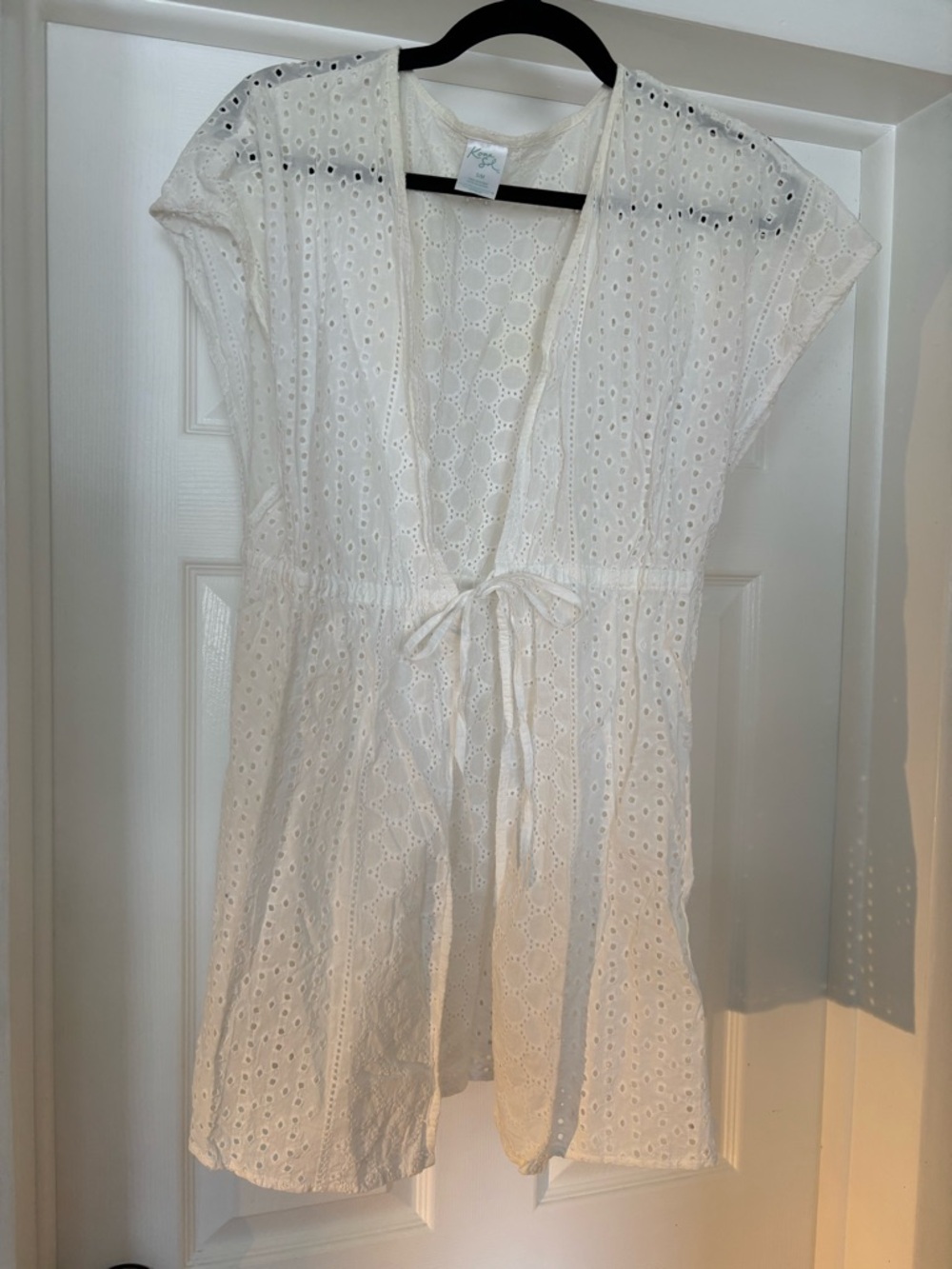 Kona Sol White Eyelet Tie-Front Coverup
